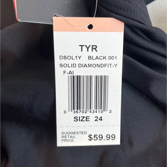 TYR Womens Diamondfit One-Piece Swimsuit Black Size 24 Chlorine Resistant UPF 50 - Picture 5 of 7